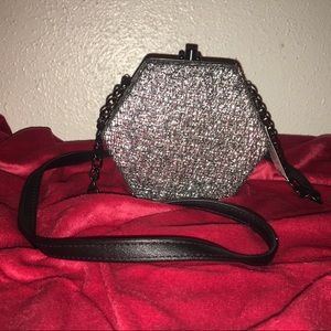 Silver & black hexagon mini purse